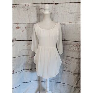 Peruvian Connection Gossamer Flowy Cream Tunic Size XS